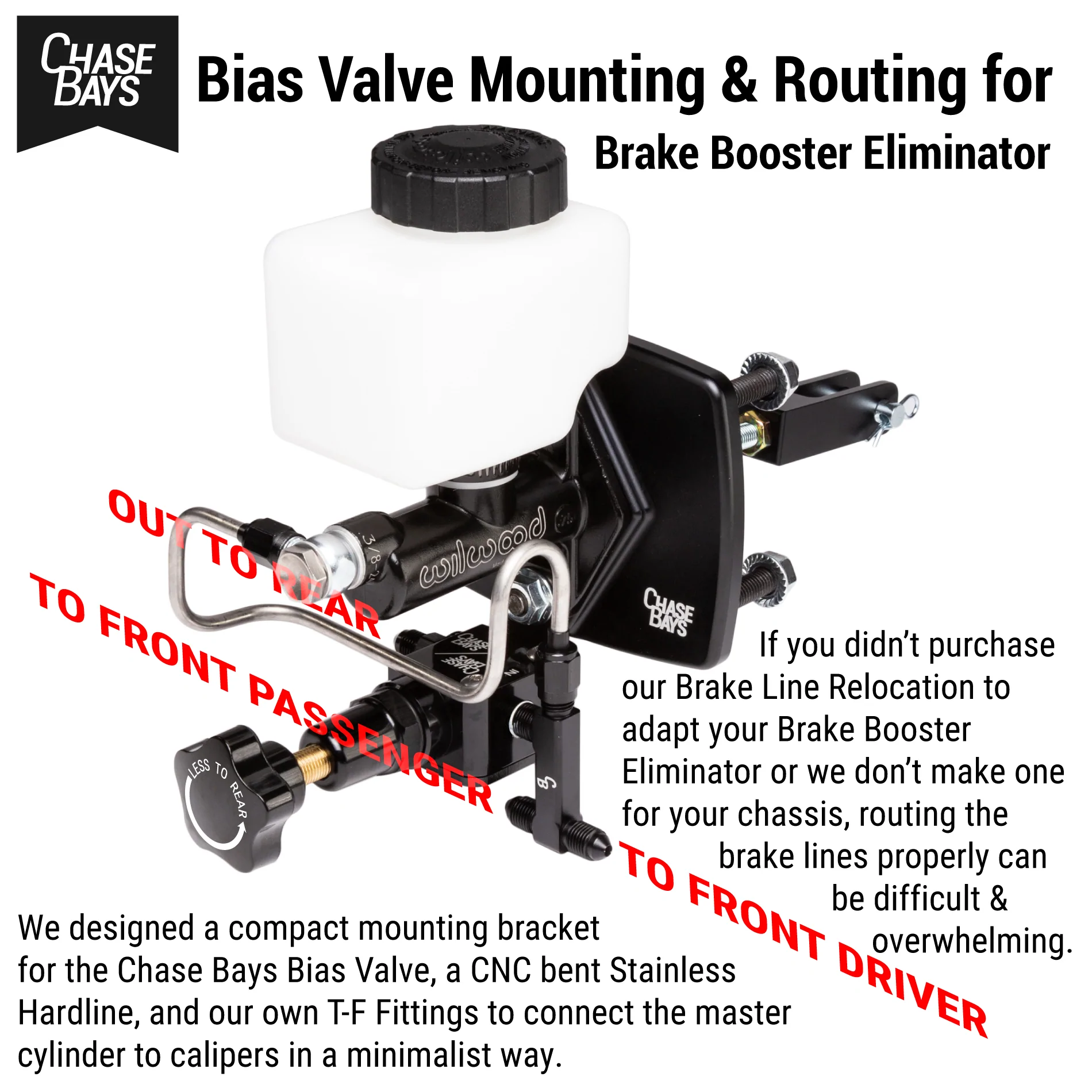 Chase Bays – Bias Valve Mounting & Routing for Brake Booster Eliminator (CB-U-BBECOMBO) Online now