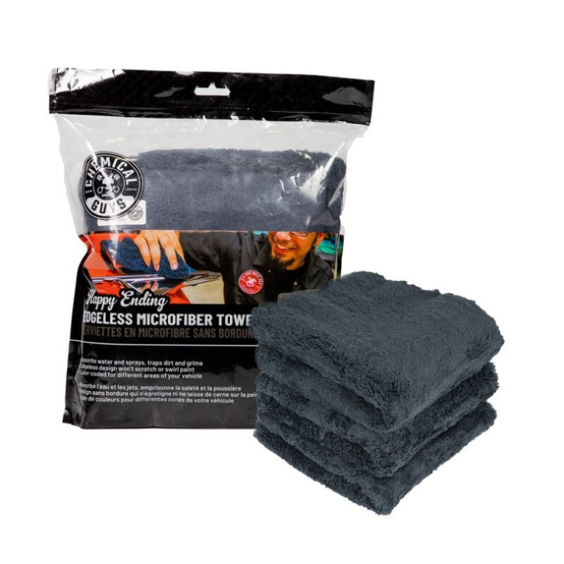 Chemical Guys Ultra Edgeless Microfiber Towel – 16in x 16in – Black – 3 Pack on Sale