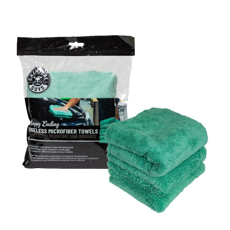 Chemical Guys Ultra Edgeless Microfiber Towel – 16in x 16in – Green – 3 Pack Online Sale