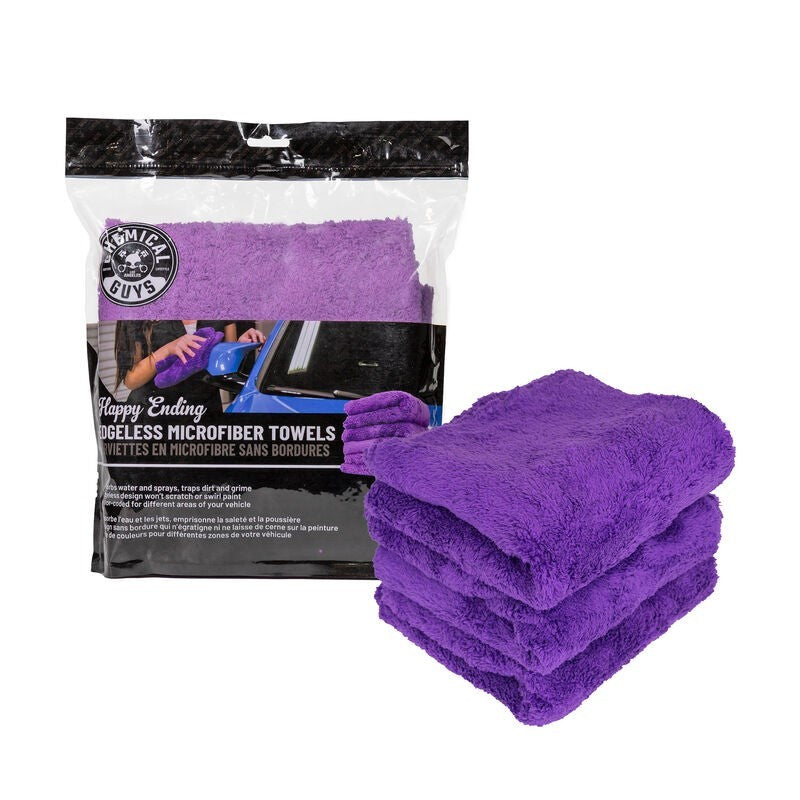 Chemical Guys Ultra Edgeless Microfiber Towel – 16in x 16in – Purple – 3 Pack Discount
