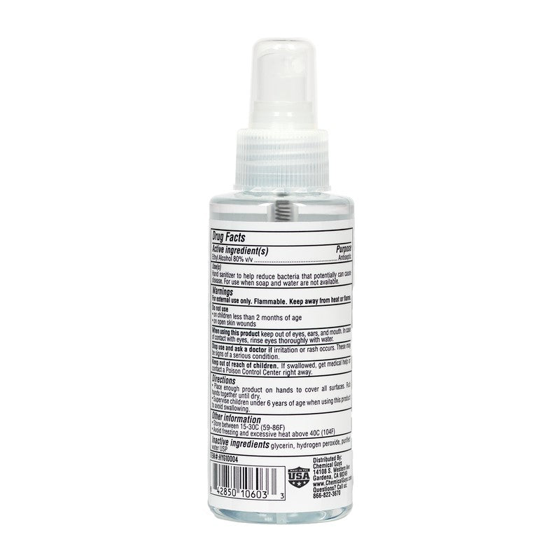 Chemical Guys Alcohol Antiseptic 70 Percent Topical Solution Hand Sanitizer – 4oz Supply