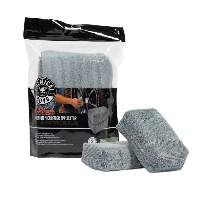 Chemical Guys Workhorse Microfiber Applicator – 5in x 3in x 1.5in – Gray – 2 Pack Supply