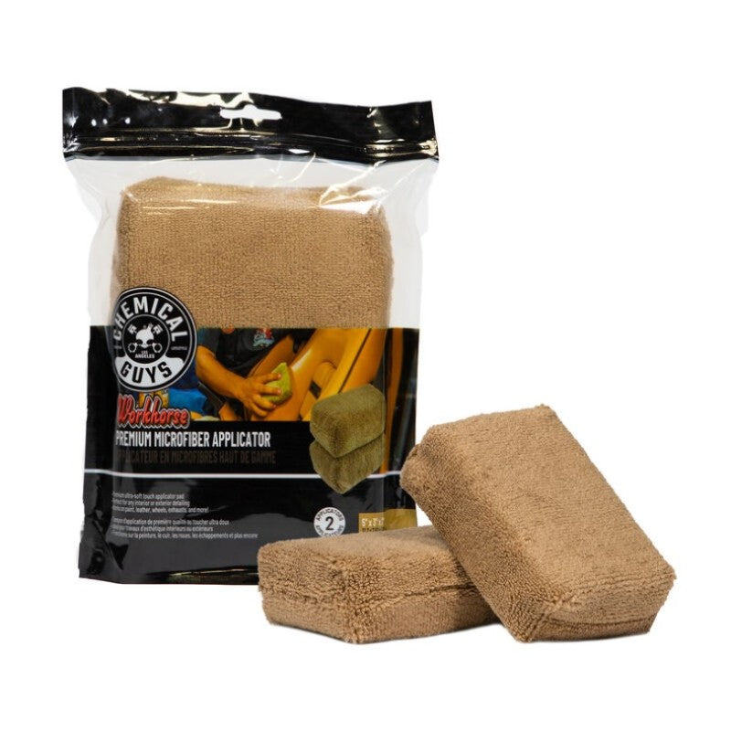 Chemical Guys Workhorse Microfiber Applicator – 5in x 3in x 1.5in – Tan – 2 Pack on Sale